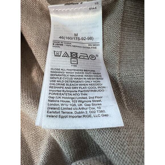 Banana Republic Mens Cardigan Tan Button Front Merino Wool Sz M Grandpa Office - Picture 8 of 9